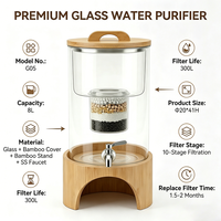 Nouveau Distributeur d'Eau Domestique en Verre Sans Plastique 8L/2,25 Gallons avec Filtre à Gravité et Base en Bambou 2026