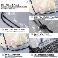 Sac à cordon en plastique givré/transparent de haute qualité pour marathon, salle de sport, voyage, pochette à chaussures imperméable en PE avec votre logo personnalisé