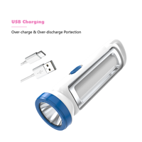 Senter obor LED Mini portabel ringan, dengan pengisian daya USB ABS tubuh multifungsi untuk penggunaan darurat luar ruangan & Berkemah