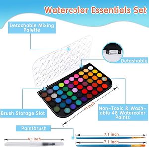 Juego de Pinturas de Acuarela Lavables de 48 Colores, con un Pincel, un Pincel de Agua Recargable y una Paleta para Niños y Adultos - Product Image 3