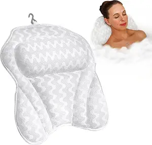 high end bath pillow 3D or 4D Bath Pillow Luxury Spa with Suction Cups Waterproof OEM Eco Material 3d bath pillow