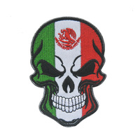 En gros IR Reflex Drapeau Mexicain Patch Pleine Broderie Mexique Crâne Tactique Patch Badge Avec Crochet et Boucle