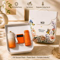 Coffret Cadeau Rainy : Mug de Voyage 450ml en Acier Inoxydable 316 avec Affichage de Température, en PP et Silicone, avec Sangle, Power Bank Intégrée, Durable, Réutilisable, Lumineux