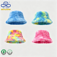 Chapeau Bob Personnalisé en Fausse Fourrure Tie-Dye OEM, Chapeau de Pêcheur Doux et Moelleux, Chaud pour l'Hiver, Extérieur, Unisexe, Vente en Gros, 4 Couleurs