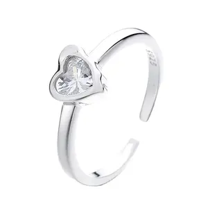 Rainbowking 925 silver love opening adjustable ring women's new fashion simple heart-shaped ring