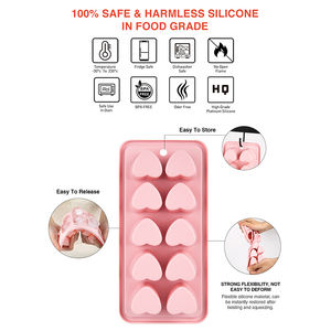 Household Heart-Shaped 10-Hole Food Grade Silicone Ice Cube Tray Lid Freezer Food Mold Cake Baking Food Presentation - Product Image 4