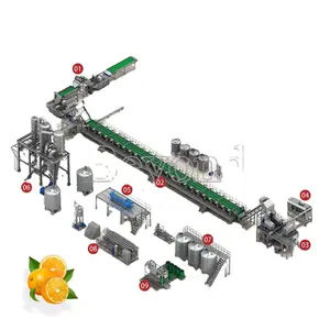 Machine de fabrication de jus Processus de fabrication de jus Usine de traitement d'orange Orange Machine de presse-agrumes de fruits fournie personnalisée 3000