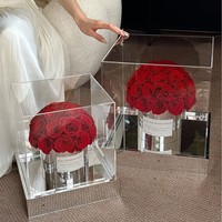 Buket Bunga Mawar Awet dalam Wadah, Hadiah Ulang Tahun Romantis, Suvenir Hari Valentine, Kejutan untuk Wanita, Buket Kreatif Mewah