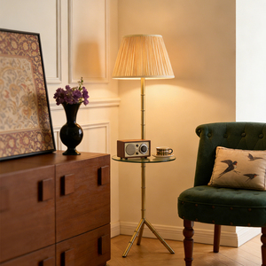 Lámpara de Pie LED de Estilo Nórdico Retro con Pantalla de Tela Blanca, Lámpara de Pie Moderna Decorativa para el Hogar, Lámpara de Pie de Lujo para Sala de Estar y Dormitorio - Product Image 5