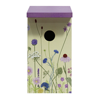 Dekorativer Blumenbedruckter Vogelkasten aus Massivholz mit Schindeldach, Einfach und Elegant, Wandmontage für den Außenbereich, Garten, Individuelles Logo Möglich