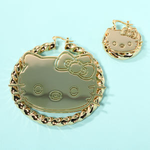 Uwin dolcetto alla moda gattino Custom Cartoon Figure modello luminoso in acciaio inossidabile torsione orecchini a cerchio personalizzato HK donna gioielli - Product Image 5