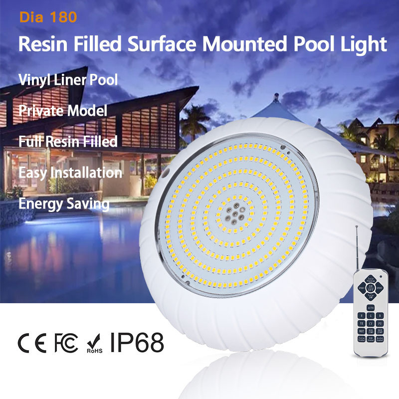 180mm Middle Size LED Pool Light 24W RGB AC 12V IP68 Waterproof Lamp with Remote Control for Swimming Pool Spa Pond