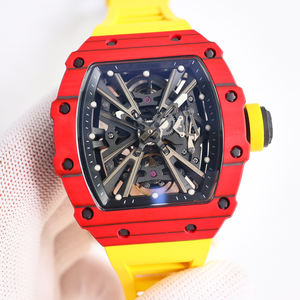 Reloj de Lujo de Fibra de Carbono Personalizado de Alta Gama, Diseño Audaz con Combinación de Colores Rojo y Amarillo, la Entrada a un Mundo de Relojes de Élite - Product Image 1