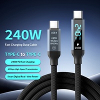 Kabel Data USB4 Weaving Digital Display 240W Pengisian Cepat Dual Type-C 40G Kecepatan Tinggi 8K Fungsi Lengkap