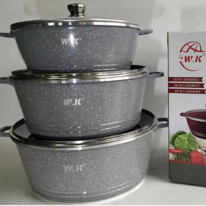 Juego de Ollas de Aluminio Jumbo de 6 Piezas, 32cm, 36cm, 40cm, con Revestimiento Antiadherente de Granito, Olla para Sopa, para Familias Grandes, Cocina Comercial, Nuevo - Product Image 1