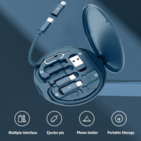 Adaptador multiusb 6 en 1, kit de cable USB de carga retráctil, sincronización de carga rápida, transferencia de datos con almacenamiento de tarjeta SIM para viajar