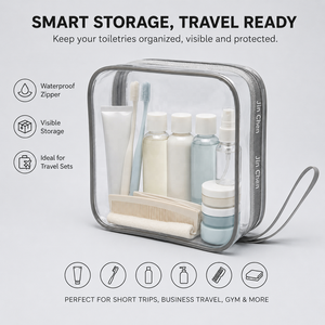 Pochette cosmétique carrée transparente en PVC 0,4 mm, résistante à l'eau, avec fermeture éclair thermosoudée sans couture, conforme <span class=keywords><strong>TSA</strong></span>, pour voyage, sport, cadeau promotionnel, impression personnalisée - Product Image 1