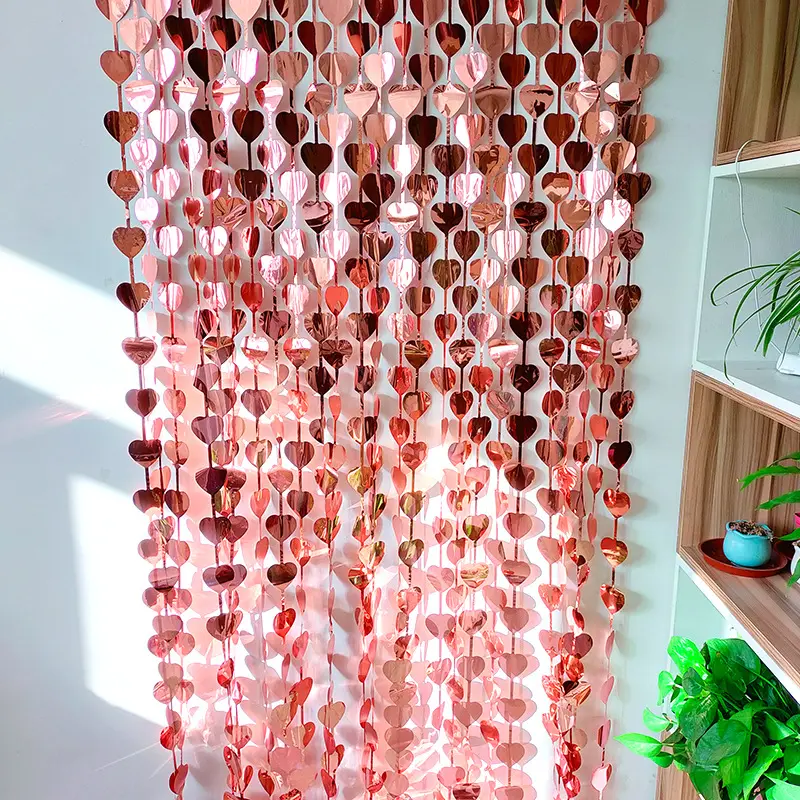 Venta al por mayor de lujo de alta calidad decoración de fiesta lluvia cortina de seda amor puerta cortina decoración del Día de San Valentín fondo de fiesta