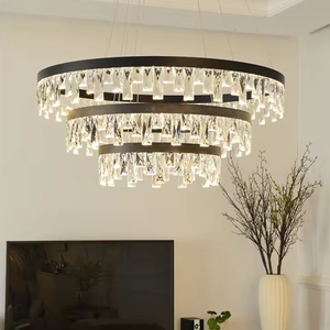 Candelabro de estrella de cristal para techo con anillo redondo italiano colgante de escalera grande decorativa para el hogar - Product Image 4