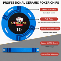 Jetons de poker en céramique personnalisés avec logo QR, 12g, 43mm, surdimensionnés, style Monte Carlo, pour les paris importants