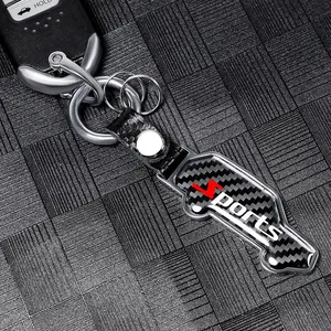 Gantungan kunci logam mobil Logo kustom pabrik Aksesori Mobil Gantungan Kunci serat karbon gaya personal untuk mobil