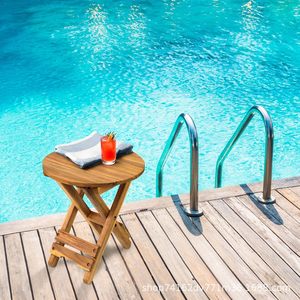 Solid Wood Folding <b>Stool</b> Round Portable Outdoor <b>Garden</b> Chair Adult Use S209 - Product Image 1