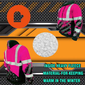 Sweat à capuche de sécurité réfléchissant haute visibilité ANSI classe 3 drapeau américain vêtements de travail pull sweat polyester chaud haute visibilité sweat à capuche - Product Image 5