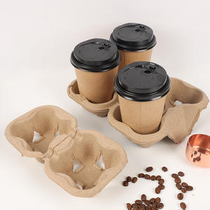 Recyclable à emporter 2 4 tasses transporteur jetable à clipser utilitaire café boisson tasse papier pâte fibre support plateau pour 8-32 oz - Product Image 4