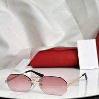 Lunettes de soleil personnalisées en métal de style européen et américain, avec verres PC à dégradé polygonal doré, monture intégrale carrée, protection UV400, unisexe