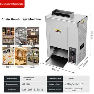HYR Nouvelle Machine Commerciale Automatique pour la Fabrication de <span class=keywords><strong>Pain</strong></span> à Hamburger, <span class=keywords><strong>Grille</strong></span>-<span class=keywords><strong>Pain</strong></span> Électrique en Acier Inoxydable 304, Haute Productivité, 220V - Product Image 4