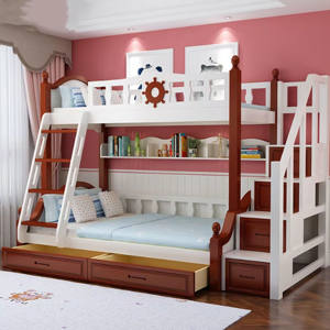 Mobiliario de Dormitorio ODM y OEM Juego de Cama de Madera para Niños Litera Alta Cama de Princesa Doble de Madera Cama Moderna para Niños y Bebés - Product Image 4