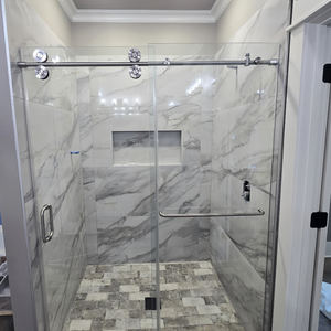 Porte <span class=keywords><strong>de</strong></span> <span class=keywords><strong>douche</strong></span> coulissante en acier inoxydable Aleader, <span class=keywords><strong>kit</strong></span> <span class=keywords><strong>de</strong></span> porte <span class=keywords><strong>de</strong></span> <span class=keywords><strong>douche</strong></span> coulissante pour salle <span class=keywords><strong>de</strong></span> bain, verre trempé sans cadre, salle <span class=keywords><strong>de</strong></span> <span class=keywords><strong>douche</strong></span> - Product Image 4