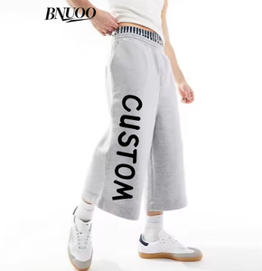 <span class=keywords><strong>Pantaloni</strong></span> <span class=keywords><strong>Capri</strong></span> Larghi da Uomo in French Terry con Vita Alta e Doppia Fascia in Vita, Stile Streetwear, Comodi e Morbidi - Product Image 1
