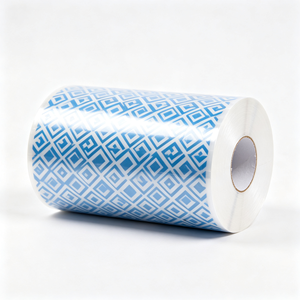 <b>Blue</b> White Printed Plastic Film <b>Roll</b> Transparent Packaging Flexographic Wrap Film for Retail and Daily Use - Product Image 3