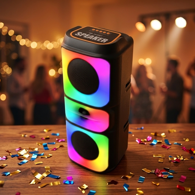 Portable Speaker Wireless Connection with Microphone RGB LED Light Boomboxes Stage Audio Built-in Battery for Outdoor Party Home