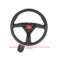 Volant de voiture en cuir PU de 345 mm, volant de course JDM, volant sport pour drift, avec logo