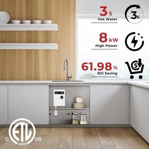Calentador de Agua Instantáneo sin Tanque de 8kW 240V, Acero Inoxidable, Ahorro de Energía, para Uso Doméstico y Hotelero, Montaje en Pared, Comercial - Product Image 4