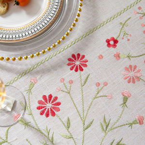 Mantel de Lino Personalizado, Cuadrado, para Banquetes, Comedor, Impermeable, Resistente al Aceite, Desechable, Diseño Moderno, con Borlas y Bordado - Product Image 1