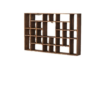 Estante de Pared de Madera Maciza Estilo Chino, Rectangular, Minimalista, Moderno, con Múltiples Compartimentos, para Teteras, para Sala de Estar - Product Image 5