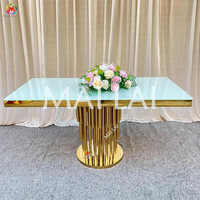 Table de mariage pour mariés Table de banquet en acier inoxydable doré
