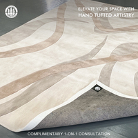 Tapis modernes à carreaux clairs, tuftés à la main, design artistique, en laine de Nouvelle-Zélande/soie botanique/soie de bambou, imperméables, adaptés aux animaux domestiques, pour couloir