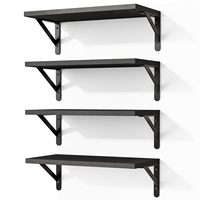Rak Dinding Kayu Hitam 4pcs 16.5'' untuk Kamar Tidur, Kamar Mandi, Ruang Tamu, Dapur, Penyimpanan dan Dekorasi