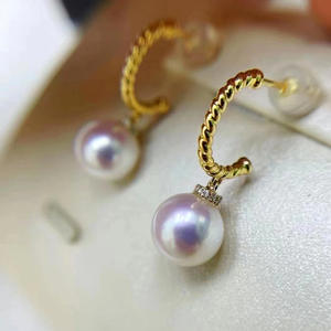 S925 <b>Silver</b> DIY <b>Pearl</b> Accessories Gorgeous 8-12mm Round Beads on Empty Stand 21617 Jewelry <b>Earrings</b> - Product Image 2
