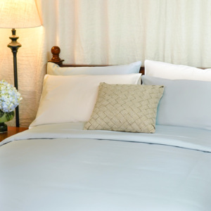 Tùy chỉnh kích thước bedsheets băng màu xanh màu 65% tre 35% bông 400t sang trọng bộ đồ giường đặt Duvet cover <span class=keywords><strong>Sheet</strong></span> Set - Product Image 1