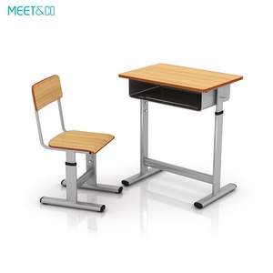 High Quality Adjustable Classroom Furniture Modern Design Single School <b>Set</b> <b>Desk</b> and Chair for Workshop Use - Product Image 2
