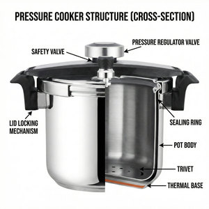 <span class=keywords><strong>Autocuiseur</strong></span> E-TOP 6,3 7,3 Qt en acier inoxydable, petit pot de conserve avec couvercle pour usage domestique et commercial, facile à nettoyer, ustensile de cuisine - Product Image 4