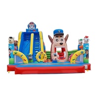 Château gonflable combiné facile à installer, aire de jeux pour enfants, château gonflable durable à louer, château gonflable Paw Dog avec toboggan