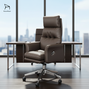 Silla de Oficina Giratoria de Cuero Cómoda EaseNeat con Reposapiés Ergonómica para el Hogar - Product Image 1