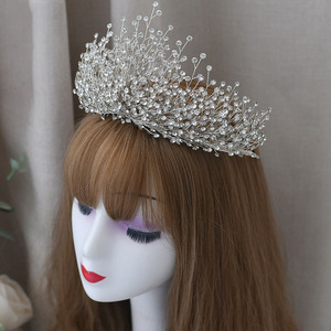 Couronne de mariage en cristal complet argenté brillant, diadème de princesse de luxe, accessoires de <span class=keywords><strong>cheveux</strong></span> <span class=keywords><strong>pour</strong></span> fête, bandeau <span class=keywords><strong>pour</strong></span> <span class=keywords><strong>cheveux</strong></span> - Product Image 6