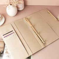 A5 A6 A4 vintage souple Faux cuir avec galets de luxe Vegan Journal Portefeuille Budget X3 4 reliure à anneaux avec fermeture éclair